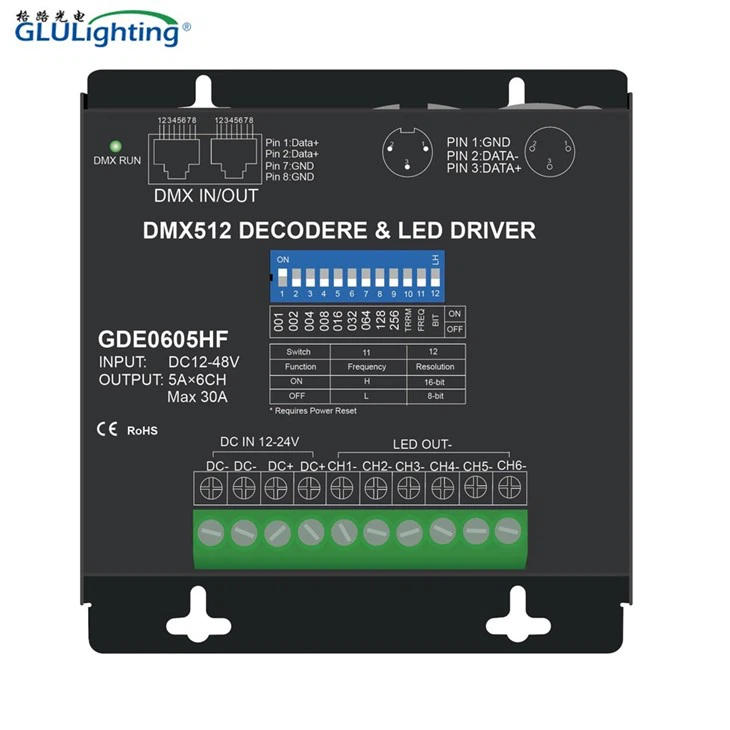 High Frequency 6 Channels DMX Decoder With DIP Switch